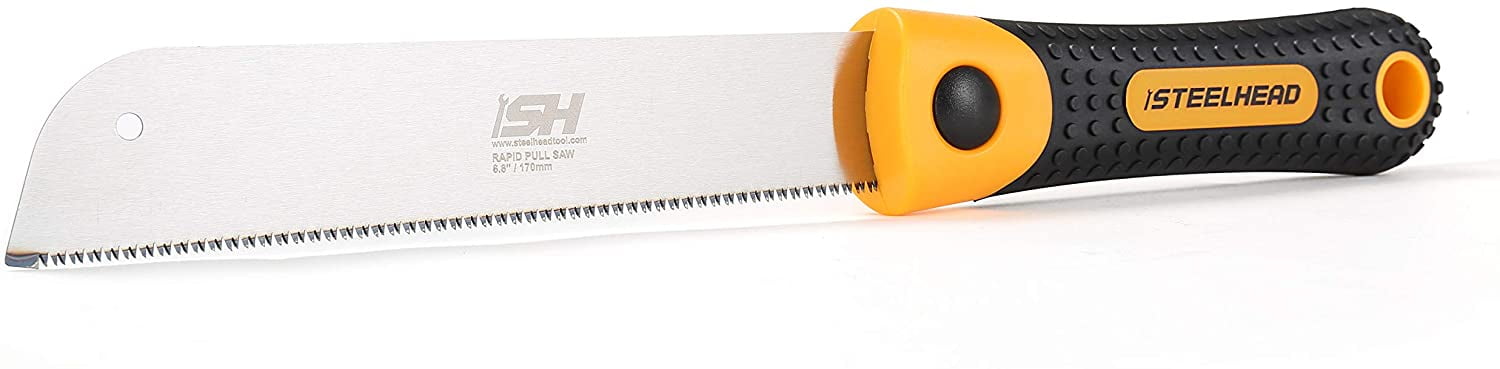 STEELHEAD 6.8-Inch (170mm) Kataba Single Edge Japanese Pull Saw for Woodworking, Forged Japanese SK Steel, 17TPI Flexible Blade, Easy Push-Button Blade Change, Dovetail, USA-Based Support