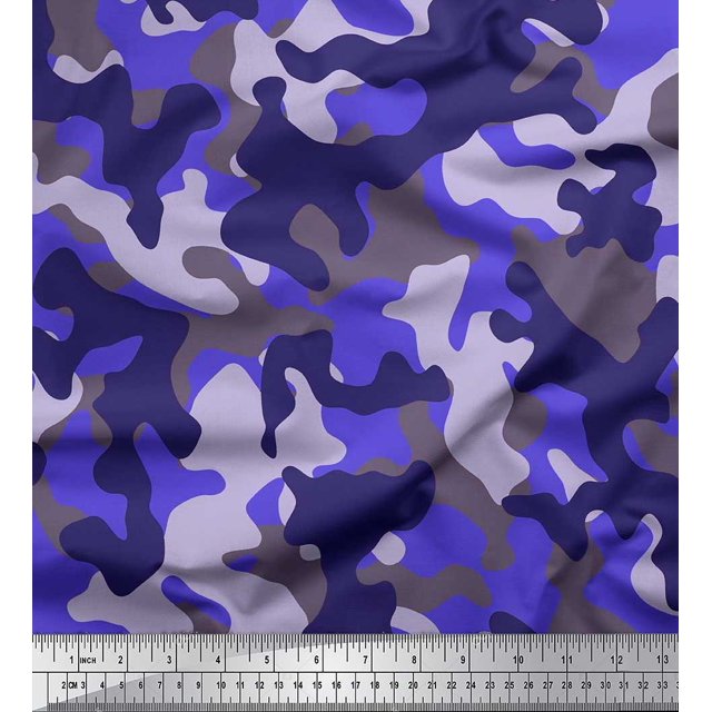 Soimoi polyester Crepe Fabric Two Tone Camouflage Printed Fabric 1 Yard 52 Inch Wide