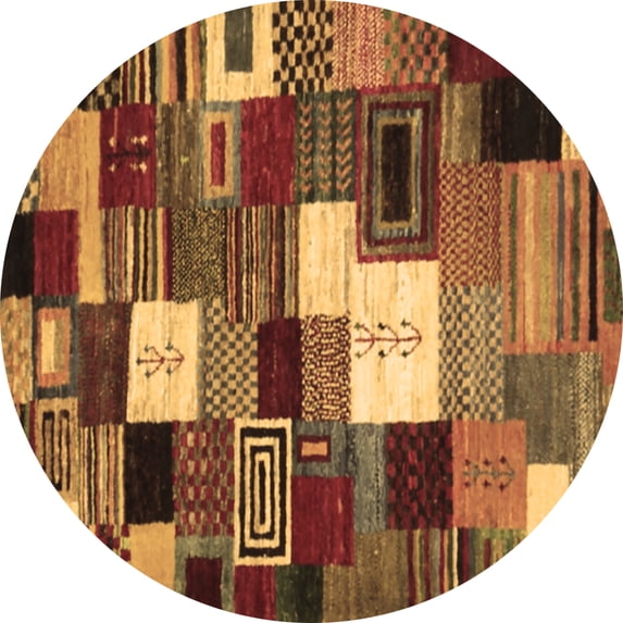 Ahgly Company Indoor Round Abstract Brown Contemporary Area Rugs, 7' Round
