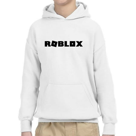 New Way 1168 Youth Hoodie Roblox Block Logo Game Accent Unisex Pullover Sweatshirt Medium White - 