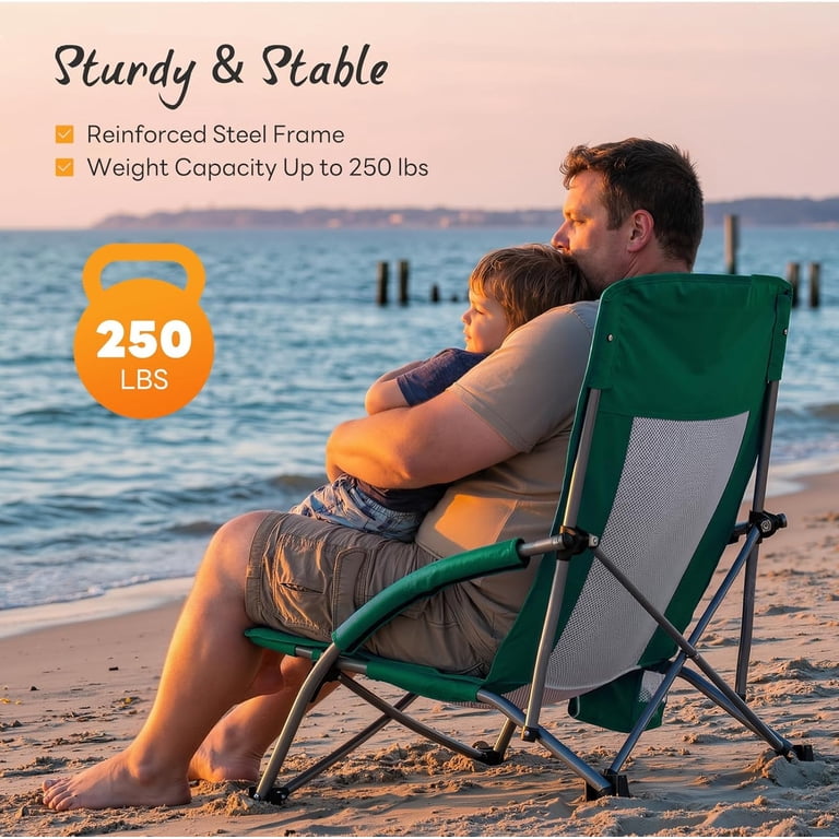 Simenmax Low Beach Chair Set of 2 – Folding Camping Chair for