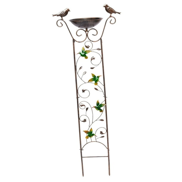 Baño para pájaros con enrejado de jardín, comedero para pájaros, altura 100 cm, para flores trepadoras colibrí