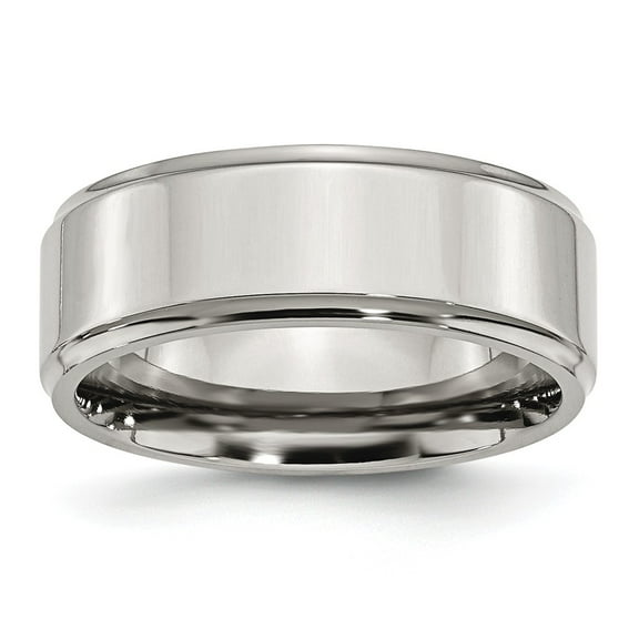 Primal Steel Stainless Steel Ridged Edge 8mm Polished Band