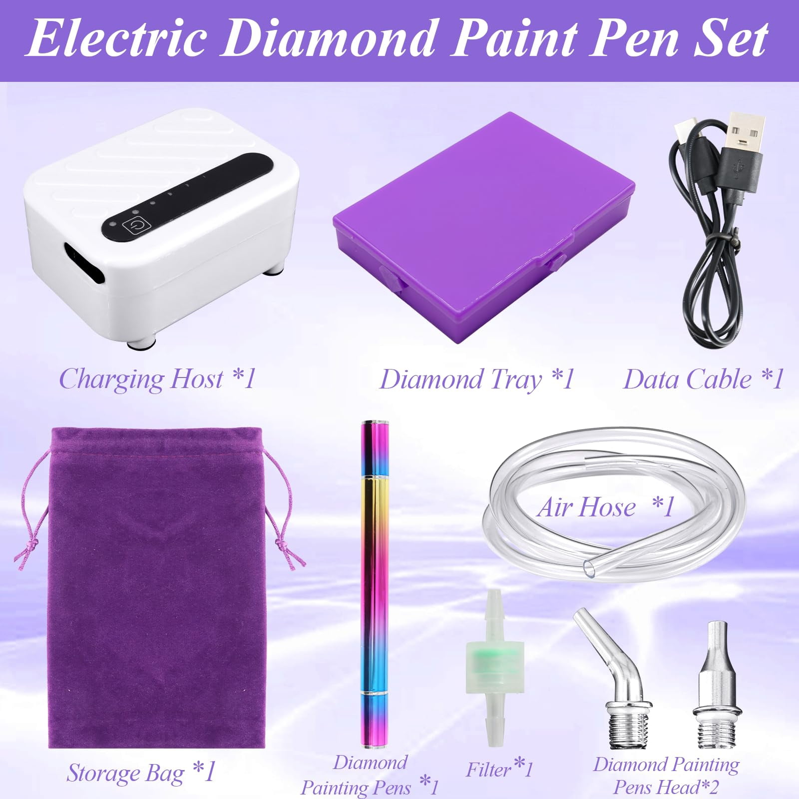 2 Pcs Diamond Painting Pens with Wax, Refillable Wax Pen, Rotating Glue Point Drill Pen for Nail Art Rhinestones, Diamond Art Accessories and Tools, Quickly Pick Up Beads Gems(Gradient Color)