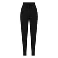thumbnail image 4 of Wyobmus Women's Baggy Sweatpants Solid Color Loose Joggers High Waist Drawstring Cinch Bottom Yoga Sweat Pants A-Black, 4 of 6