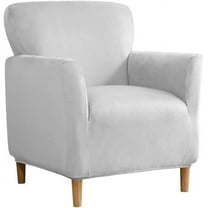 TOPCHANCES Stretch Velvet Armchair Slipcover, Anti Slip Chair Covers for Living Room, Light Gray