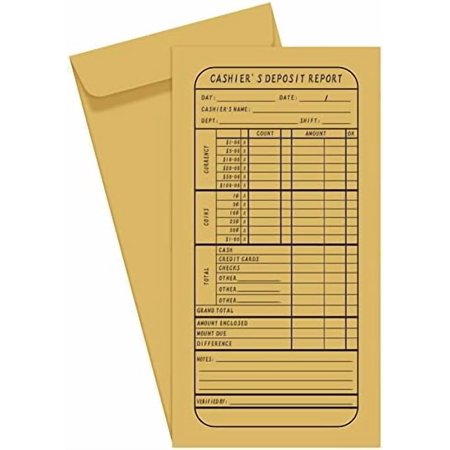 500 Pcs Money Envelopes for Cash 9. 06'' x 4. 72'' Self-adhesive Cashier Deposit Report Envelopes Brown Kraft Easy Close and Seal for Business Coins, Cash, Credit Cards$$Office