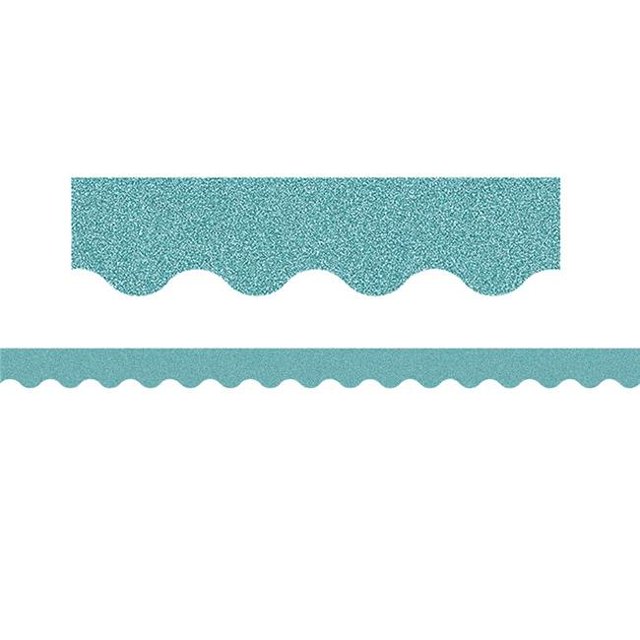 Ice Blue Glitz Scalloped Border Trim, 35 Feet Per Pack, 3 Packs