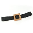 thumbnail image 3 of Prolriy Belts for Women, Women Elastic Woven Casual Summer Belt Stretch Belt with Wooden Buckle Womens Belt Black, 3 of 3