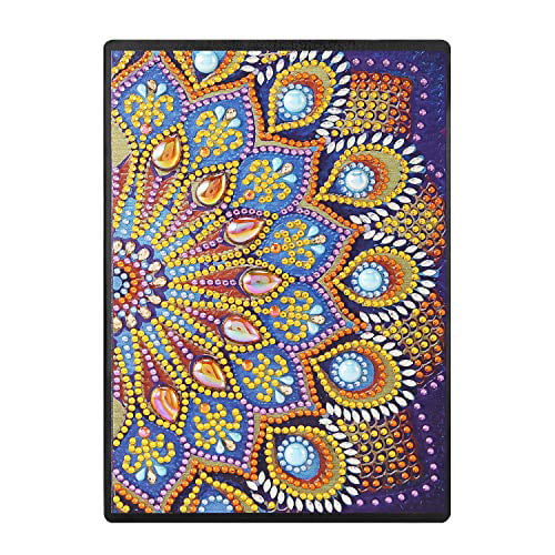 Mandala-D Diamond Painting Notebook Cover Kits Special Shaped Pattern Faux Leather Blank Journal Notepad Premium Thick Paper for Writing and Planning 