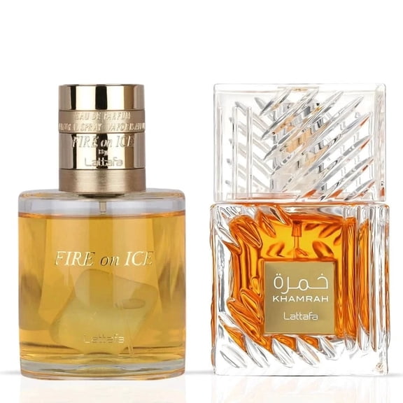 Fire On Ice 110ml & Khamrah 100ml - Eau de Parfum Sprays by Lattafa (Bundle)