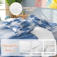 thumbnail image 4 of Gradient Blue Twin Size Comforter Set, Modern Abstract Blue Grey Ombre Mottled Stripes Bedding for All Seasons, 4 Pcs Bed Set, 1 Quiltcover (68"x86") ,1Sheet(67"x116"), 2Pillowcases (30"x20"), 4 of 9
