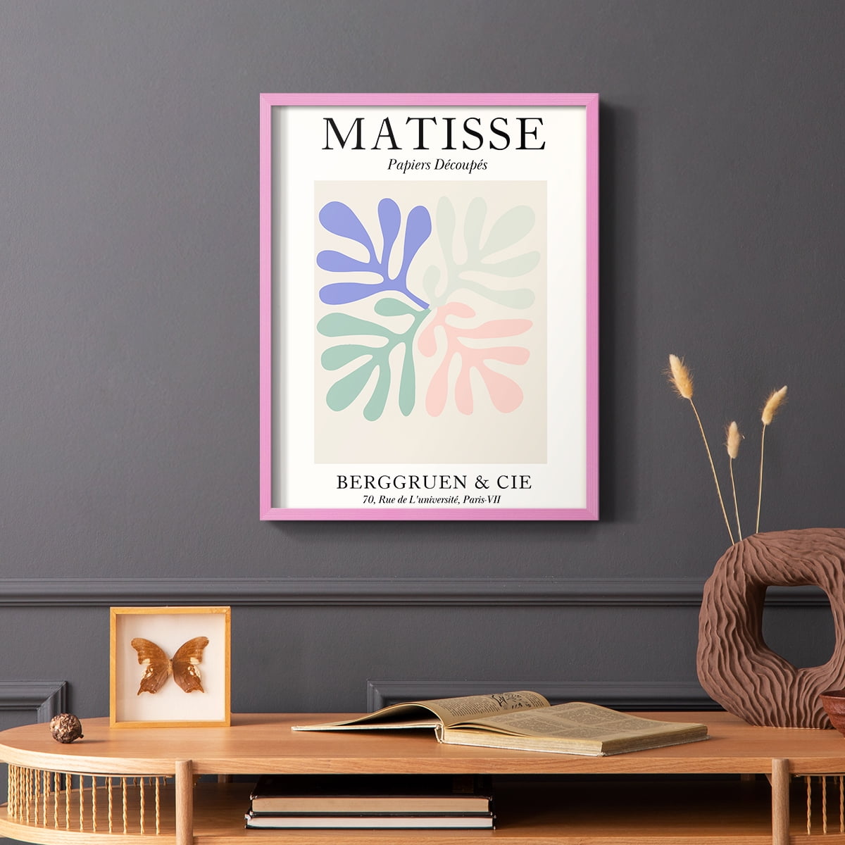Matisse DIV Framed Print in Pink Solid Wood Framed Print No Nail Hanging