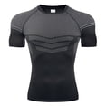 thumbnail image 4 of IWRICH Men's Compression Shirts Short Sleeve Workout Gym T-Shirt Running Tops Cool Dry Sports Base Layer Athletic Undershirts Grey L, 4 of 4