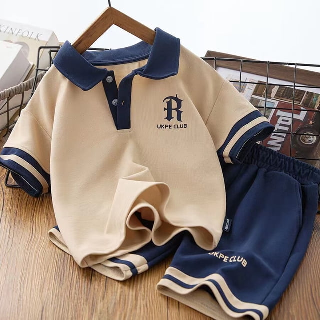 Conjunto de ropa de verano para bebés, niños y niñas, camisetas con cuello vuelto y pantalones cortos, chándales, pantalones de algodón para adolescentes, ropa de estar por casa qym unisex