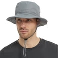 thumbnail image 3 of HLLMAN Mens Packable Sun Hat with Strap,Waterproof Wide Brim Bucket Hat for Fishing, 3 of 8