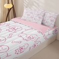 thumbnail image 2 of Manfei Kawaii Dachshund Zipper Twin Comforter Sets with Fitted Sheet and 2 Pillowcases, Simple Bone Print Zipper Bedding Set, White Magenta, Pink Reversible, 4-Piece, 2 of 7