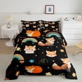 thumbnail image 2 of Feelyou Kawaii Fox Black Bedding Comforter Set for Kids, Dreamy Cartoon Animal Twin Comforter Sets, Rainbow Flower Floral Reversible Bedding Set, Microfiber Bedroom Decor, 2pcs, 2 of 8