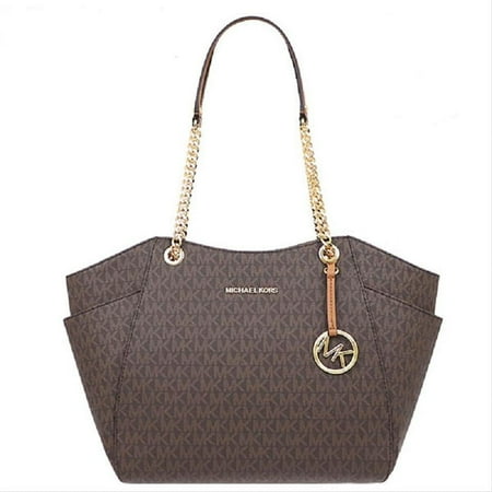 Michael Kors Jet Set Travel Tote #1 ON SALE TODAY ONLY! Michael Kors Jet Set Travel Chain Mk Signature Lightweight Brown Pvc Tote