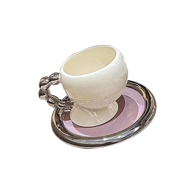 Taza de café de cerámica con juego de platillo, taza de leche para café con leche, té, leche, utensilios de café, taza de té, taza de té para el hogar Taza blanca