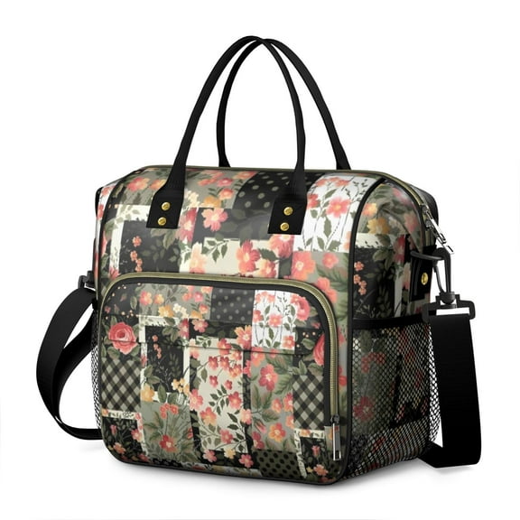 OBREWU Pioneer Flower Womens Lunch Box for Work,Insulated Large Pioneer Flower Lunch Bag for Women,Loncheras Para Mujer,Leakproof Adult Lunch Bag for Work,Beach,Travel,Picnic,Camping