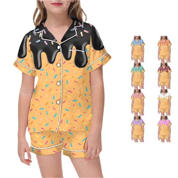 VOUZZA Girls Graphic Long Sleeve Pajama Set, Pajama Top and Pants 2 Piece, Kids Sleepwear PJs, Toddler Pajamas, Ages 2-13