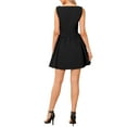 thumbnail image 3 of INSPIRE CHIC Women's Dress Work Sleeveless Boat Neck Solid Color Office A-Line Mini Dress XS Black, 3 of 6
