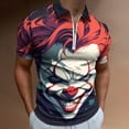 thumbnail image 2 of Psychedelic Clown Joker Men Zipper T-shirt Summer Casual Short Sleeve T-shirt Top, 2 of 7