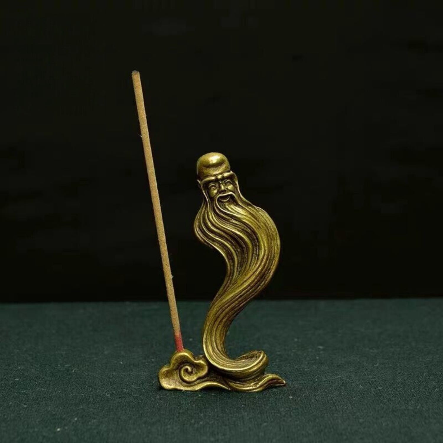 Solid Brass Desk Sculpture Handcrafted Zen-Inspired Incense Holder Home Decor Metal Artwork