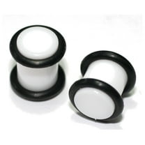 WHITE 14g gauge ACRYLIC PLUGS tunnels ear -PAIR