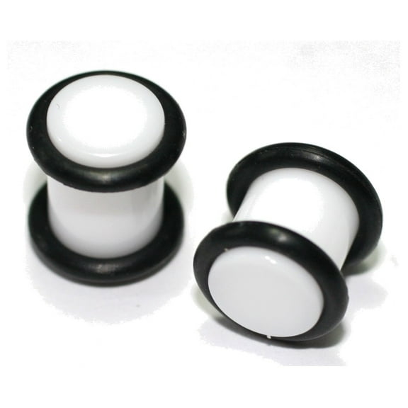 8g gauge Pair WHITE ACRYLIC PLUGS tunnels ear 3.2mm