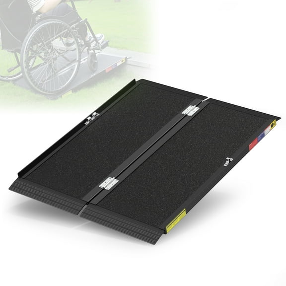 3FT Portable Wheelchair Ramp with Quick-Lock, Black Seamless Non-Slip Aluminum Folding Handicap Ramp,Threshold Ramp for Doorways, Wheel Chair Ramp for Home Steps