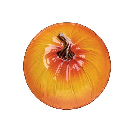 Orange Pumpkin Small Round Glass Plate 8.27"