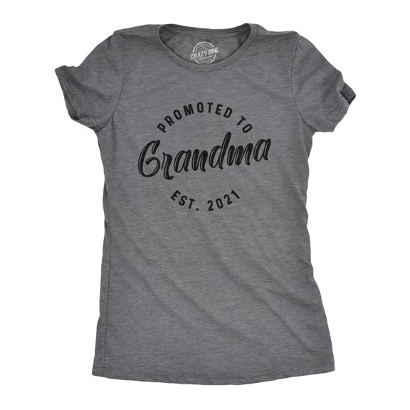 Womens Promoted to Grandma 2021 T Shirt Funny New Baby Family Graphic Tee Womens Graphic Tees