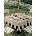 thumbnail image 2 of Square Outdoor Tablecloth with Umbrella Hole Beige Sweet Home Outside Table Cloth Waterproof Patio Table Cover Modern Art Black Checkered Rustic Zipper Tablecloths for Picnic Party Camping 60x60 Inch, 2 of 8