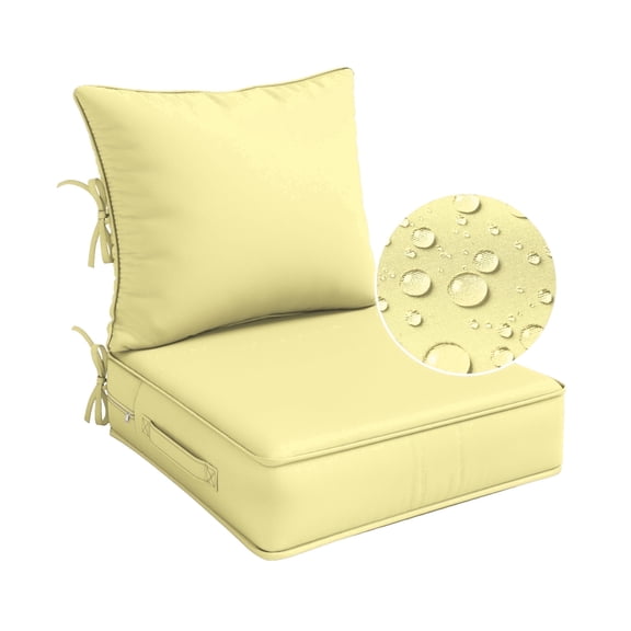 Pakunoda Outdoor Deep Seat Cushion Set for Patio Furniture, Waterproof & Fade Resistant, 22" L X 24" W X 4" H,Creamy Yellow