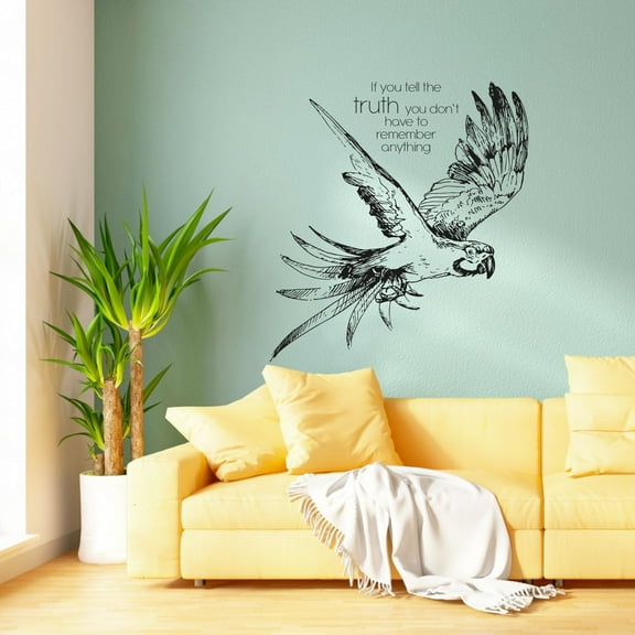 If You Tell The Truth You Dont Have To Remember Anything Quote Beautiful Bird Vinyl Design Wall Sticker Art Decal Boy Girl Kid Bedroom Nursery Kinder Home Decor Stickers Decoration Size (30x22 inch)