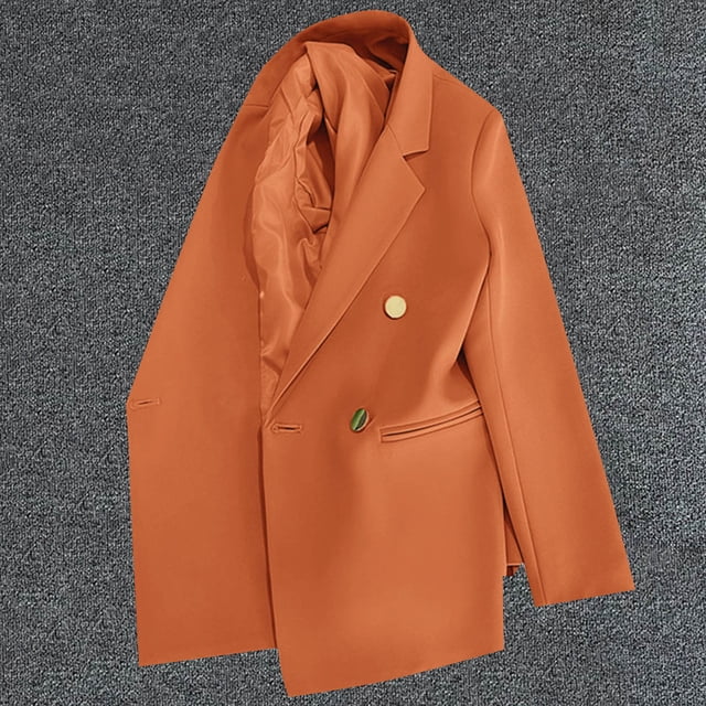 Blazer de mujer, moda informal, color liso, bolsillo, cuello vuelto, blusa de manga larga, blazer, blusa de dacrón para mujer