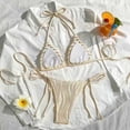 thumbnail image 5 of BSDJILFG Halter Swimsuits for Women Casual V-Neck Tie Back Cheeky Thong Bathing Suits Beach Swimwear, 5 of 5