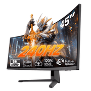 Suevery 45" 240Hz DQHD 5120 x 1440 Curved Gaming Monitor, 1500R, Built-in Speakers, 32:9, RGB Lighting, Wall-Mountable, Black