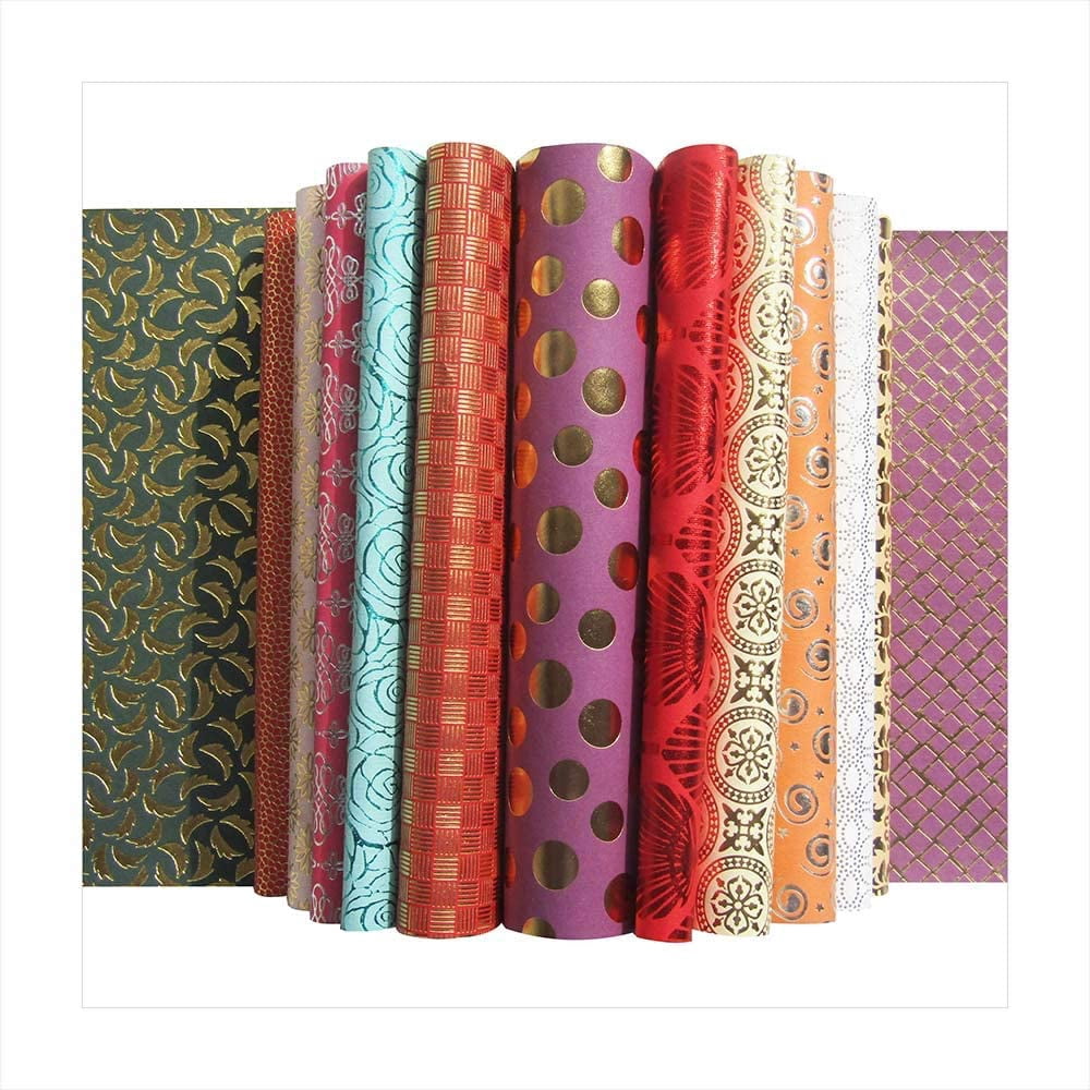 Paperhues Foil Fancy Collection Handmade Scrapbook Papers 12x12" Pad, 24 Sheets.