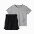 thumbnail image 2 of NIEWTR Kids Boys Summer Vacation Set 2 Piece Short Sleeve Lightweight Tee and Breathable Shorts Casual Outfit for Toddler Outdoor Fun(A-Grey,10-11 Years), 2 of 5