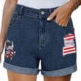 thumbnail image 3 of Byworldtasic Independence Day Jean Shorts for Women High Waist Ripped Cuffed Denim Shorts with Pockets, 3 of 6