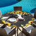 thumbnail image 6 of Farmhouse Cow Round Tablecloth, Fitted Table Cover with Elastic for 36"-44" Round Tables, Pastoral Sunflower Botanical Black Vintage Table Cloth Outdoor Indoor Dinning Party Waterproof Tablecloths, 6 of 7