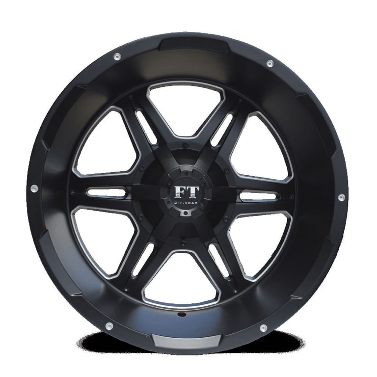 TUFF T2A 22x12 Gloss Black Wheels With Milled Spokes - 8x170 Bolt Pattern, -45 Offset, For Trucks & Jeeps 2 thumbnail image