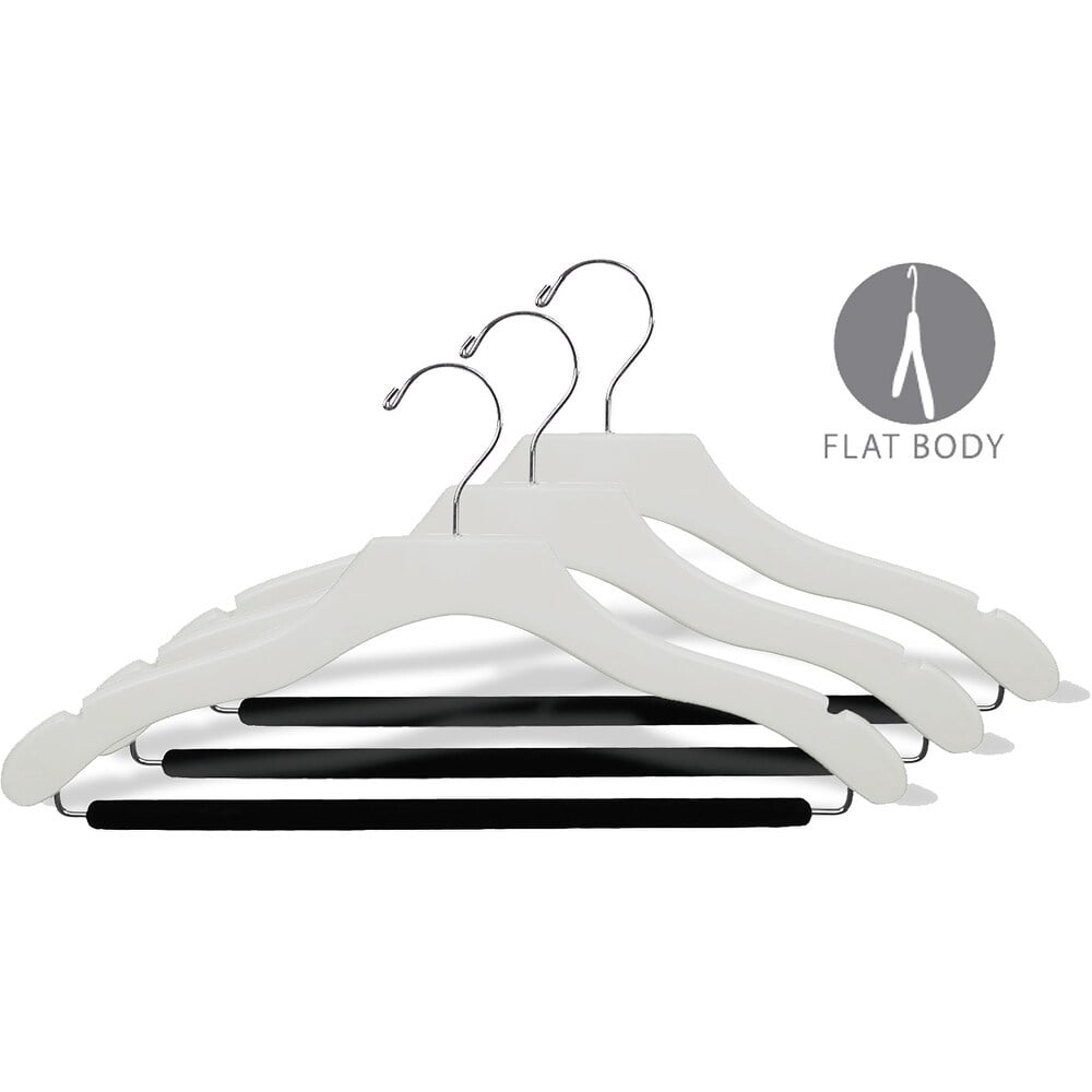 International Innovations White Wavy Suit Hanger with Non-slip Bar (Case of 50)
