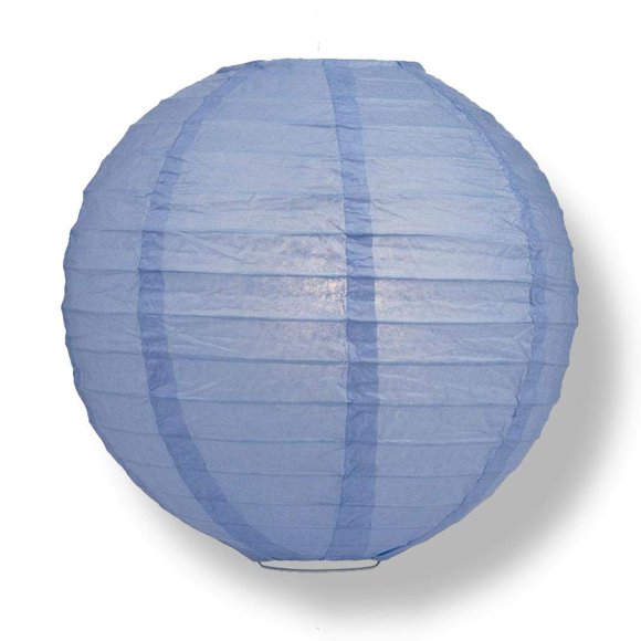 Quasimoon Paperlanterstore Lanterne Décorative en Papier - (Simple, 10 Pouces, Bleu Sérénité, Nervure Uniforme) Lanterne Ronde en Papier - Idéal pour Décoration de Mariage et de Fête Ou Accent de Maison, Éclairage Optionnel