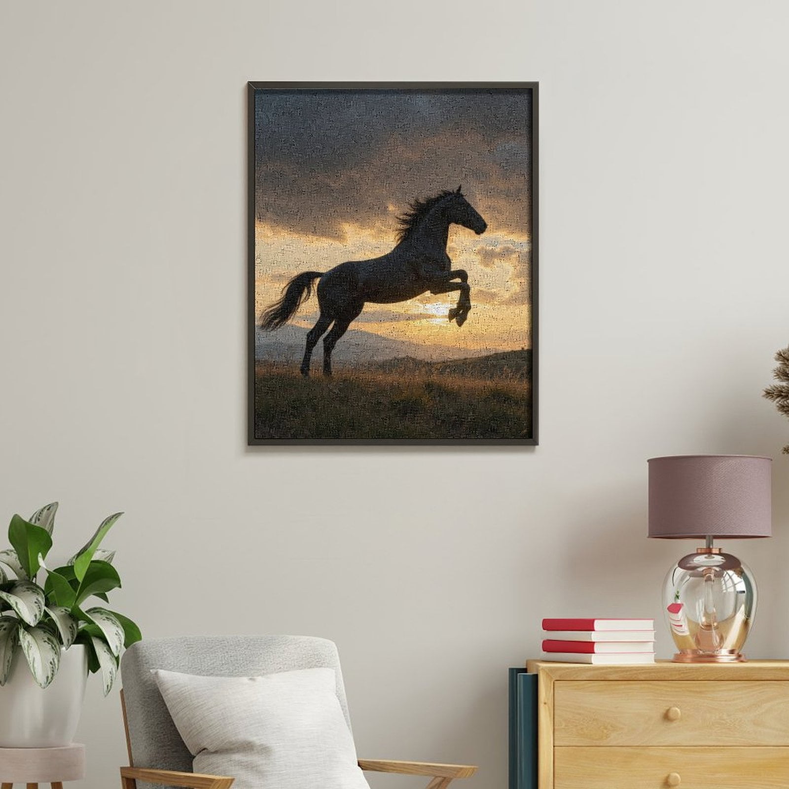 Paint By Numbers Kit for Adults Beginner - DIY Majestic Horse Sunset Silhouette Canvas Painting Kits for Adults, Frameless Paint By Number for Adults for Home Wall Decor 16x20 Inch