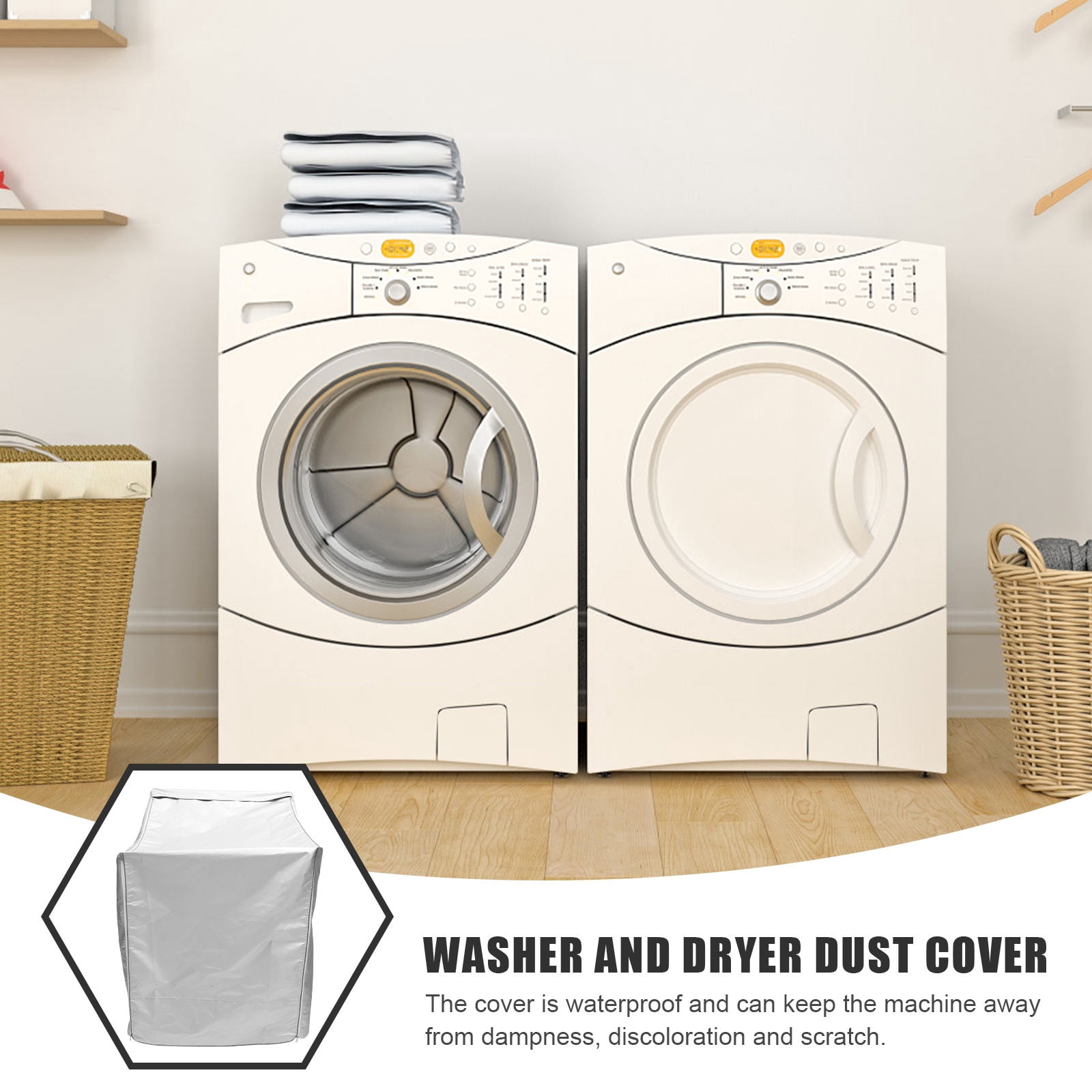 CIMAXIC Drying Machine Cover Rectangular 420D Double-Sided Silver Coated 1Pack 43x29x28in