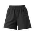 thumbnail image 6 of Ihhxva Cotton Shorts for Women Relaxed Fit Elastic Waist Solid Color with Pockets Adjustable Stretchable Summer Exterior Pocket Mid Rise Flat Front Casual Beach Workout Lounge S-2XL, 6 of 7